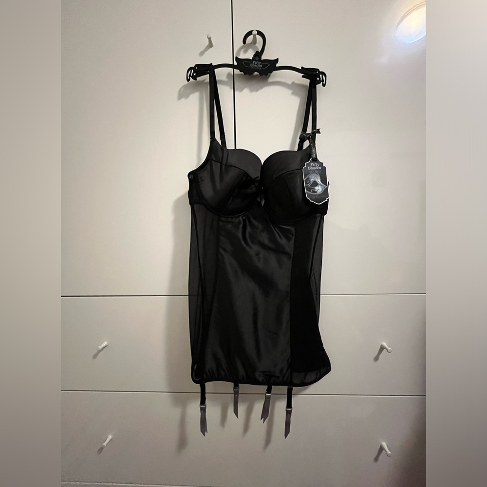 NWT Fifty Shades of Grey Black Basque Bra 32D